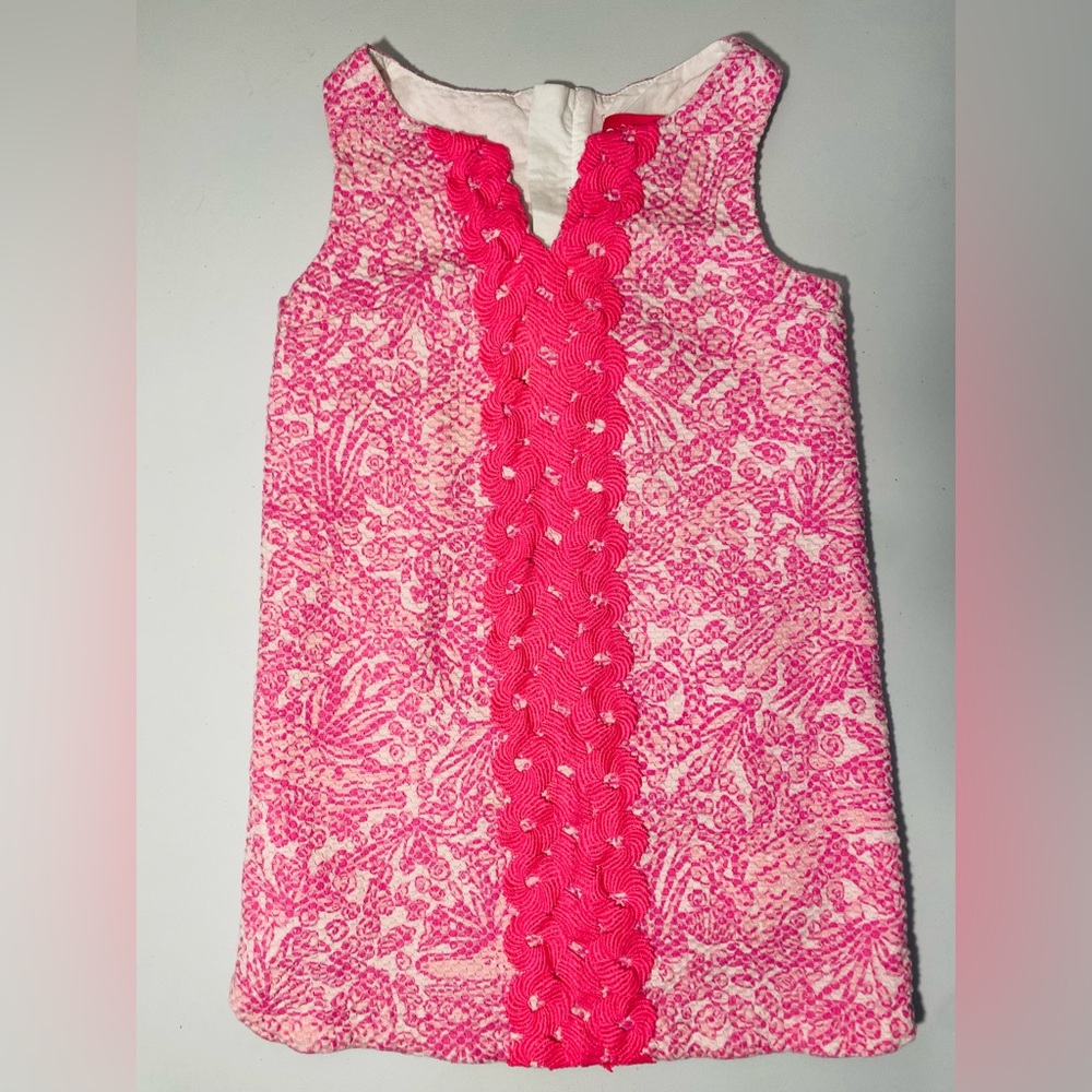 Lilly Pulitzer Pink and White Patterned Sleeveless Shift Dress